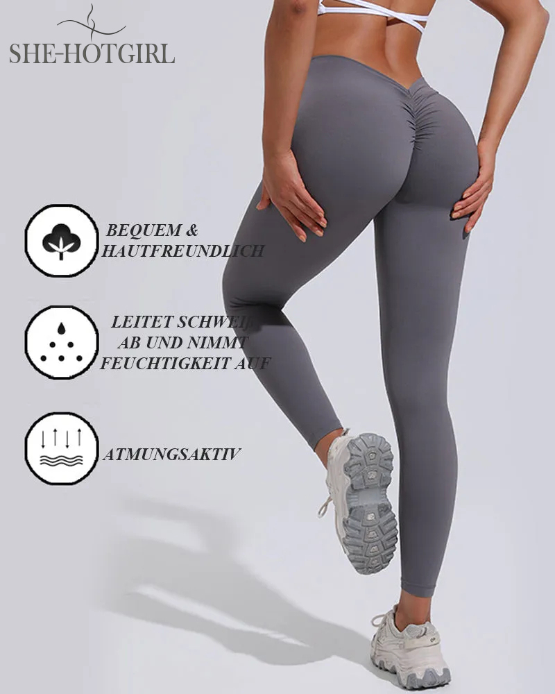 V-Back Scrunch Butt Lift Leggings High Waist Tummy Control Gym Yoga Pants