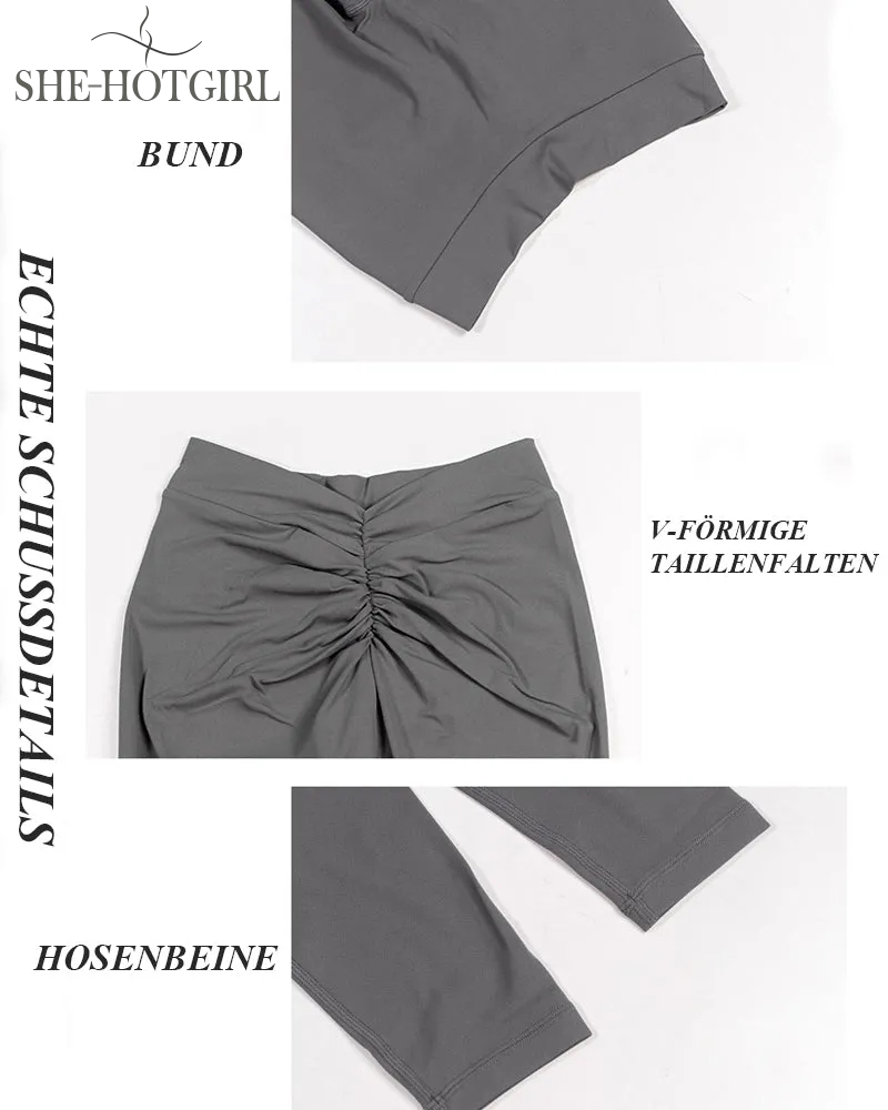 V-Back Scrunch Butt Lift Leggings High Waist Tummy Control Gym Yoga Pants