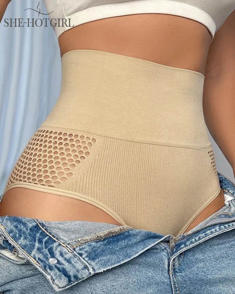 Women's Seamless Shapewear High Waist Briefs Sexy Hollow Out Underwear