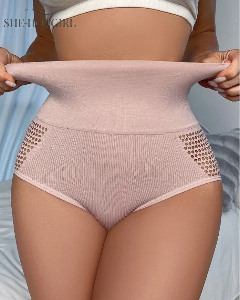 Women's Seamless Shapewear High Waist Briefs Sexy Hollow Out Underwear