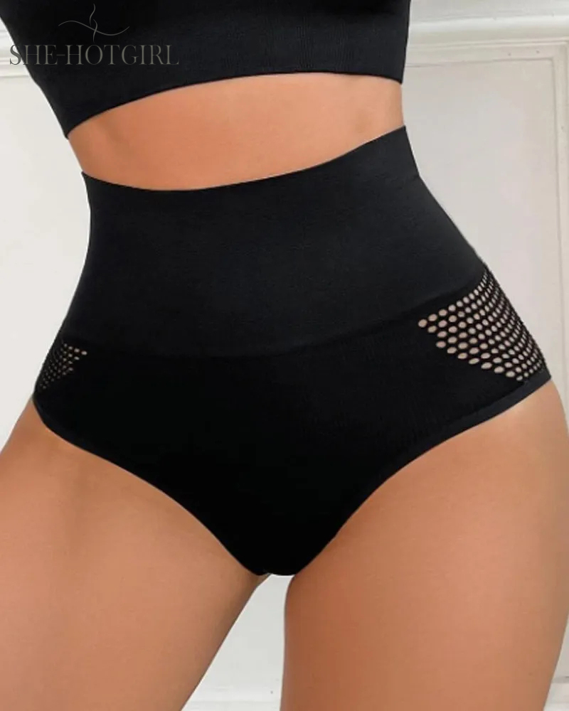 Women's Seamless Shapewear High Waist Briefs Sexy Hollow Out Underwear