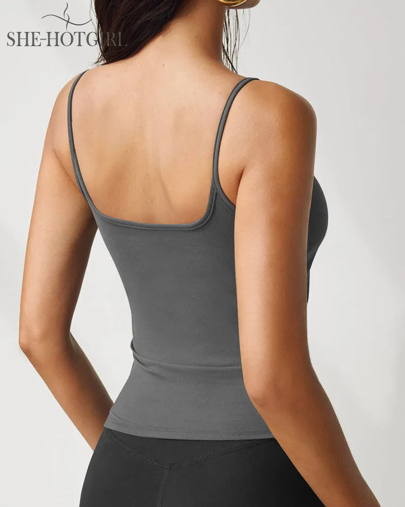 Women's Sexy Knitted Round Neck Spaghetti Strap Camisole Tank Tops