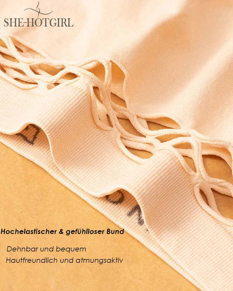 Women's Sexy Lingerie Seamless Mid Waist Mesh Hollow Thong Underwear