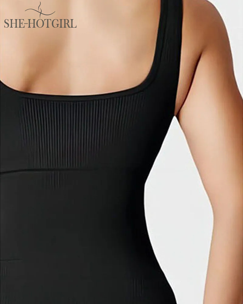 Women's Shapewear Bodysuits Sexy Ribbed Sleeveless Square Neck Tank Tops
