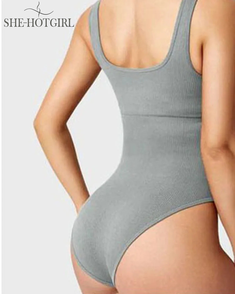 Women's Shapewear Bodysuits Sexy Ribbed Sleeveless Square Neck Tank Tops
