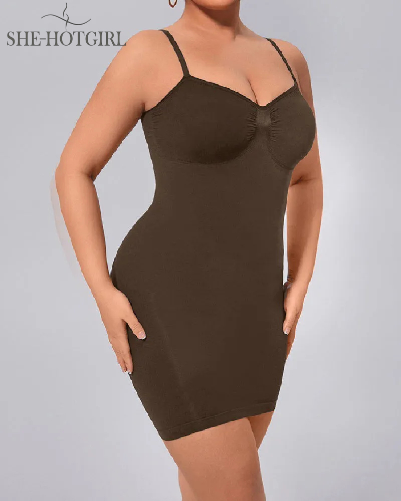 Women's Simple Slimming Shapewear Slip Dress Seamless Tummy Control Cami Slip