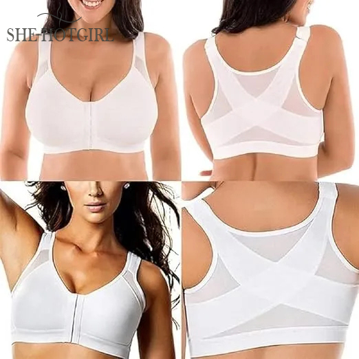 Women's bra with front closure and adjustable shoulder straps