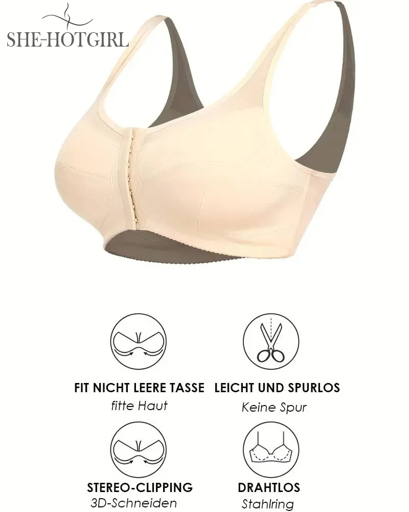 Women's bra with front closure and adjustable shoulder straps