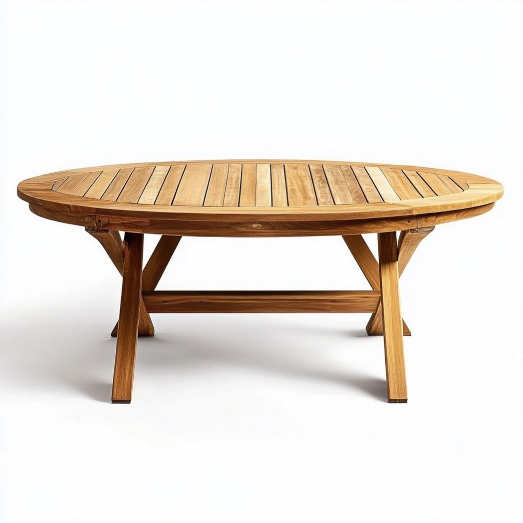 Mesa de Comedor Exterior Ovalada de Madera de Teca para Jardín 180x95cm-Douxtendance