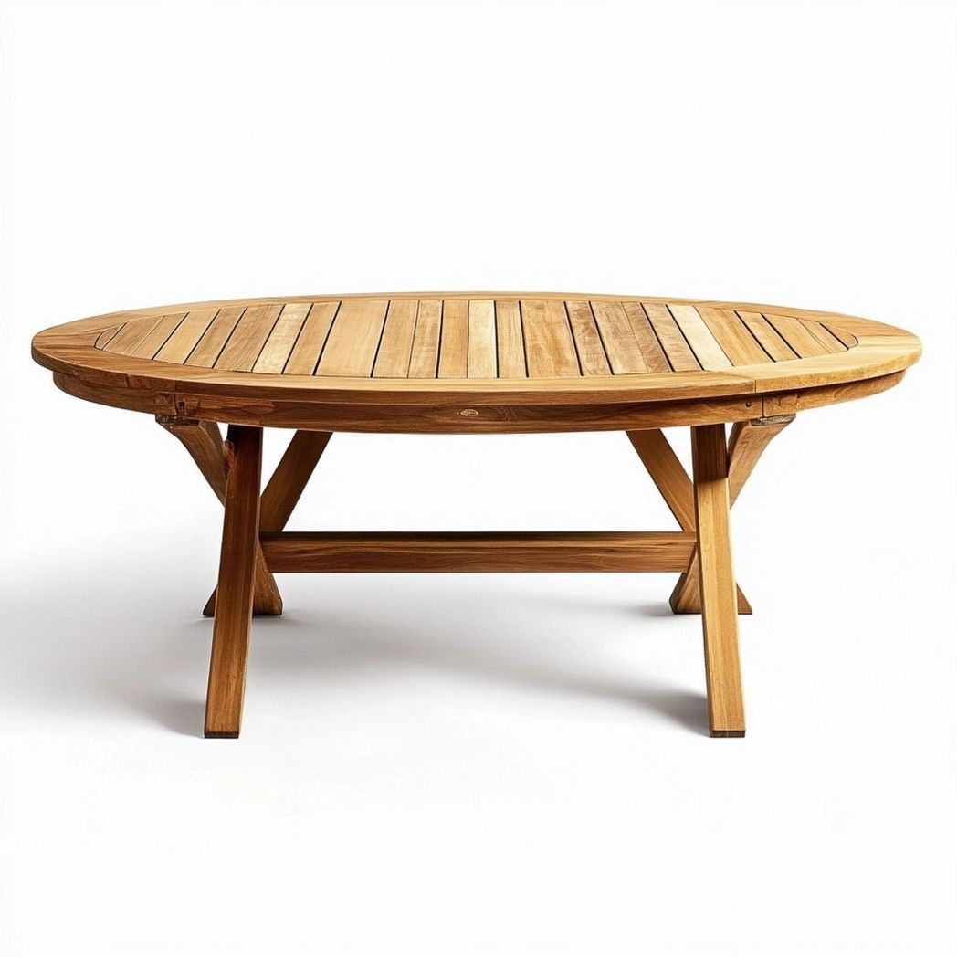 Mesa de Comedor Exterior Ovalada de Madera de Teca para Jardín 180x95cm-Douxtendance
