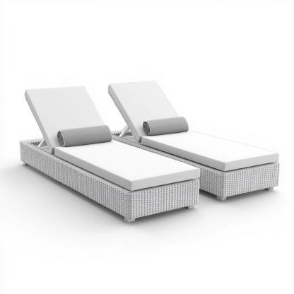Tumbonas ajustables de ratán sintético blanco para exteriores – Cómodas, 200x60 cm, ideales para jardín-Douxtendance