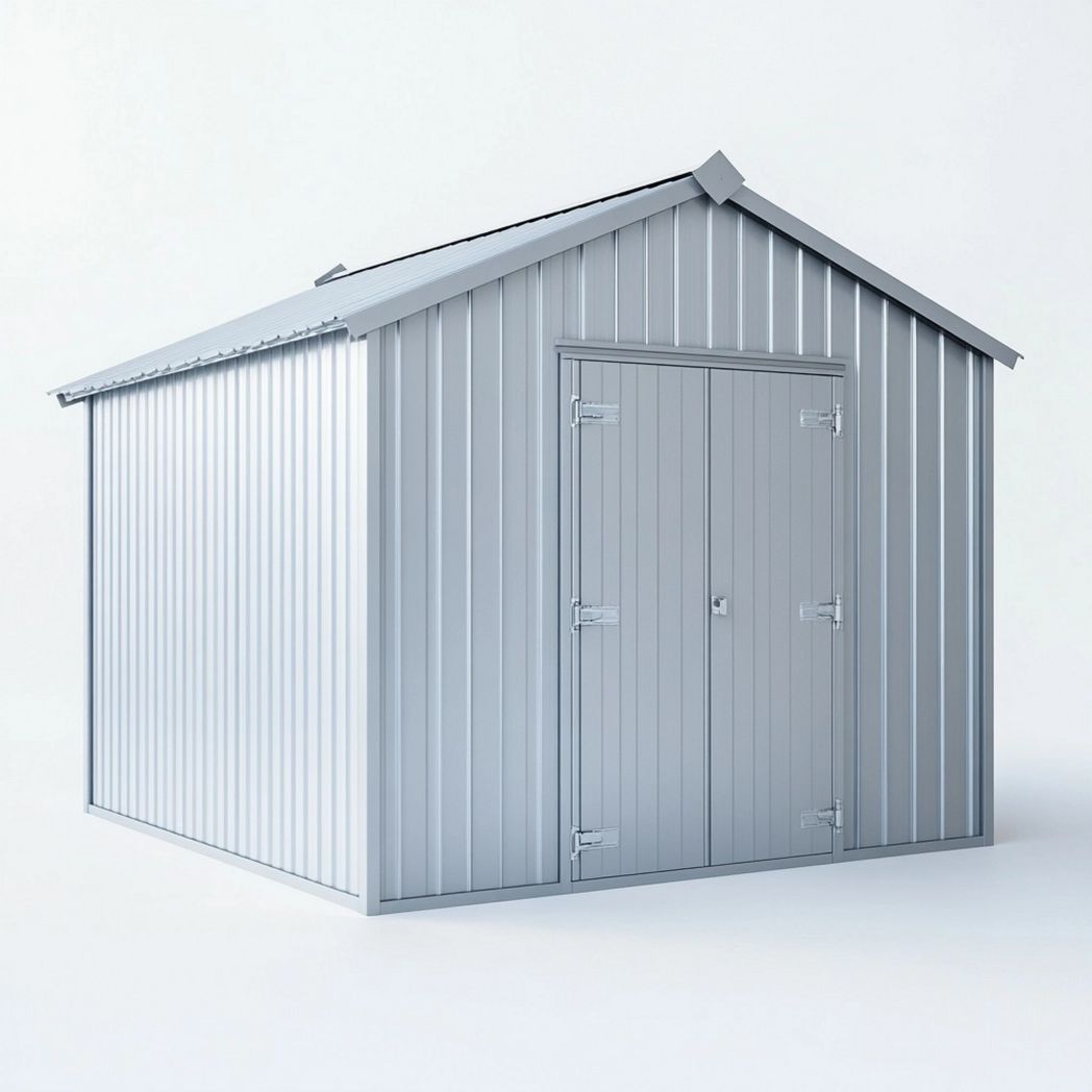 Cobertizo de Metal para Almacenamiento Exterior Gris 3x3 m-Douxtendance
