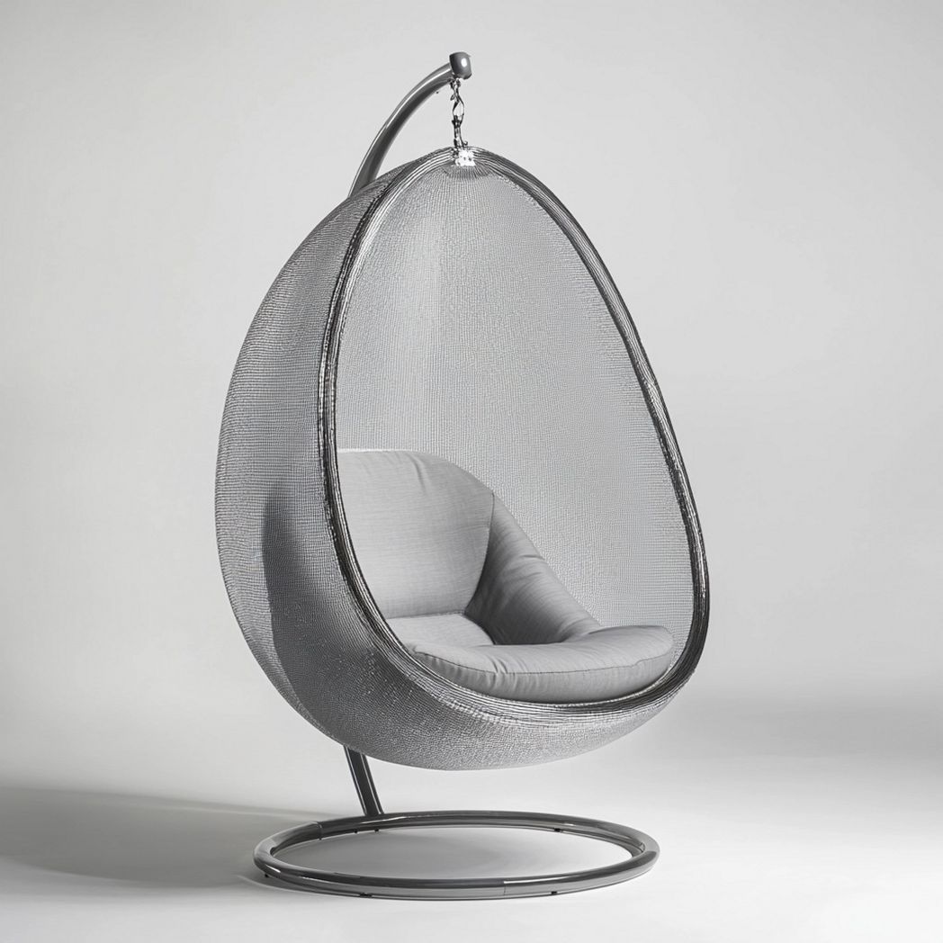 Silla Colgante de Exterior Diseño Moderno Metal Gris para Jardín-Douxtendance