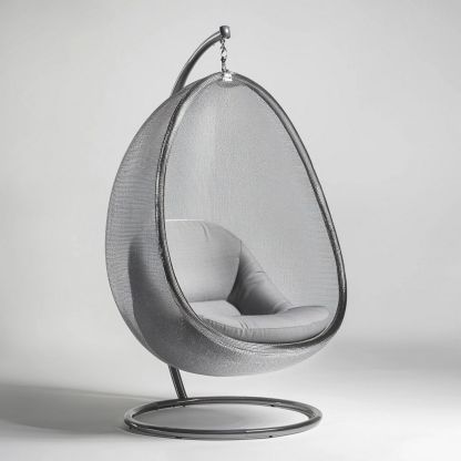 Silla Colgante de Exterior Diseño Moderno Metal Gris para Jardín-Douxtendance