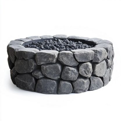 Brasero Circular de Jardín de Piedra para Fuego de Exterior Gris-Douxtendance