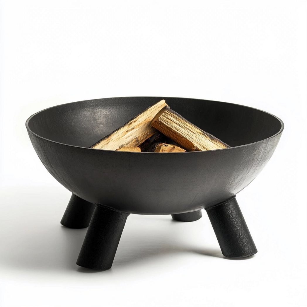Brasero de Jardín Redondo Acero Negro para Exteriores Diámetro 50cm-Douxtendance