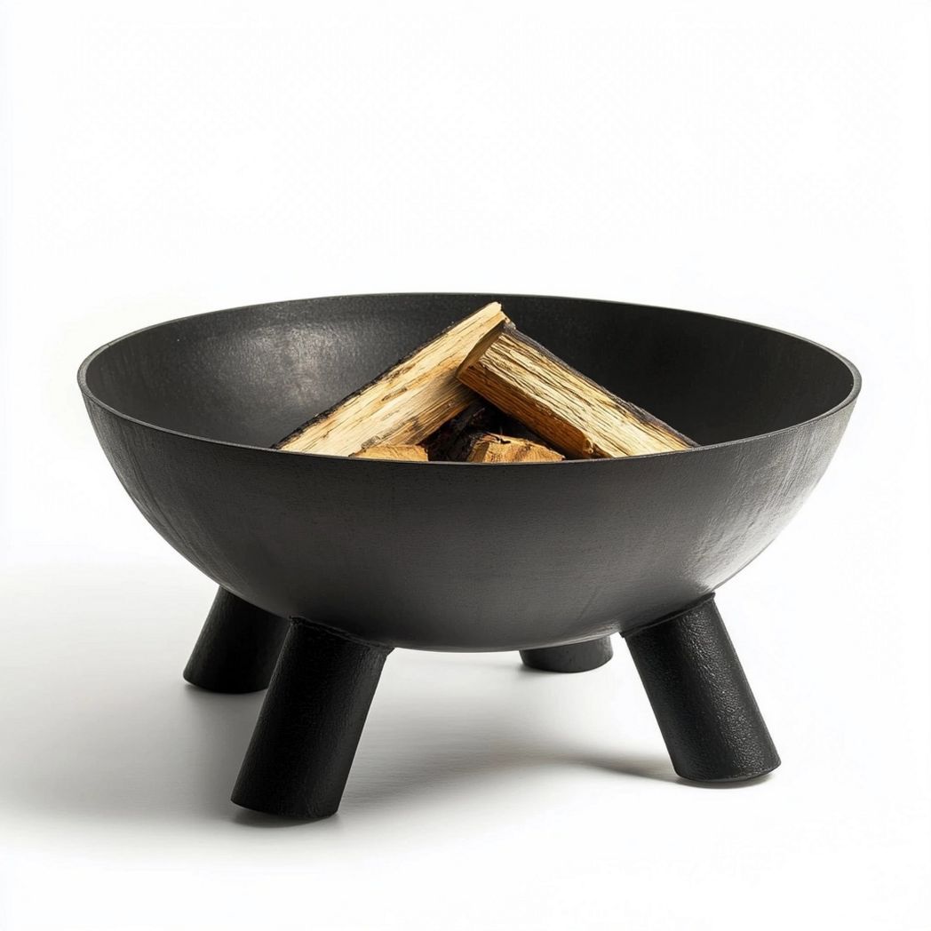 Brasero de Jardín Redondo Acero Negro para Exteriores Diámetro 50cm-Douxtendance