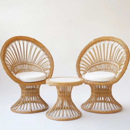 Conjunto de Muebles de Ratán para Exterior con Cojines - Muebles Cómodos para Jardín y Balcón-Douxtendance