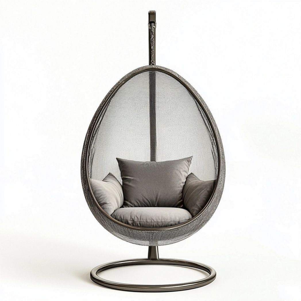Silla Colgante para Jardín Relajación Metal Gris con Cojines-Douxtendance