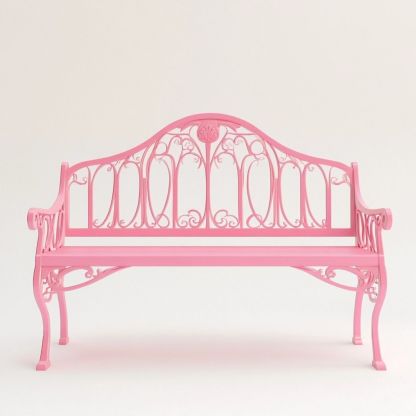 Banco de Jardín de Hierro Forjado Decorativo Rosa para Exteriores 120cm-Douxtendance