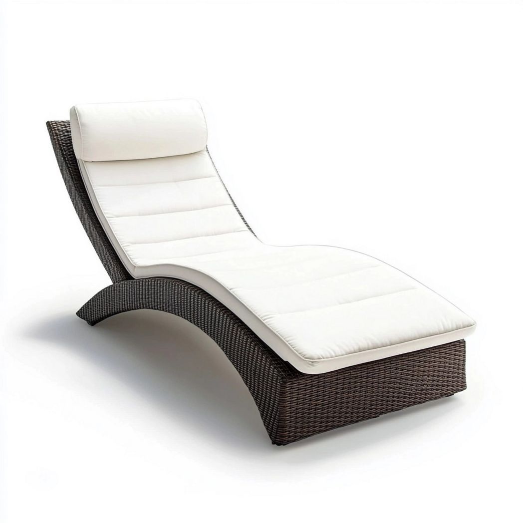 Tumbona Exterior Ajustable Ratán Sintético Relajación Jardín Blanco/Negro 190cm-Douxtendance