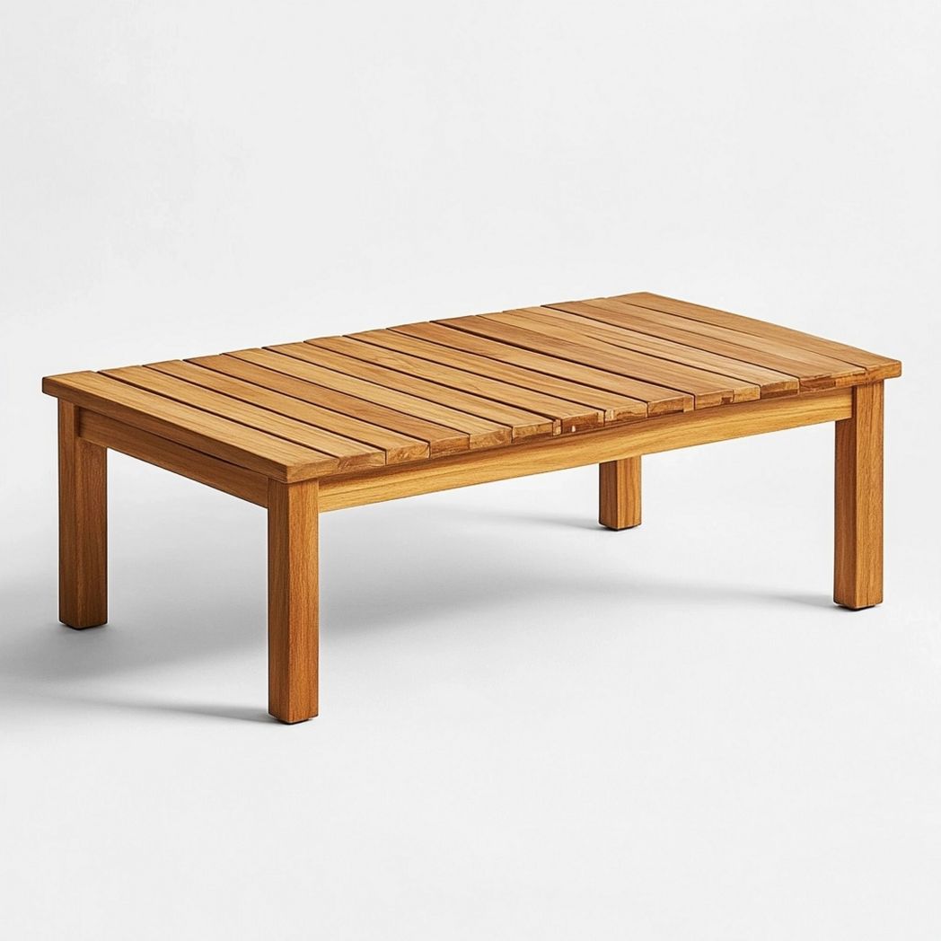 Mesa rectangular de exterior de madera maciza de teca para terraza y jardín 100x60x35cm-Douxtendance