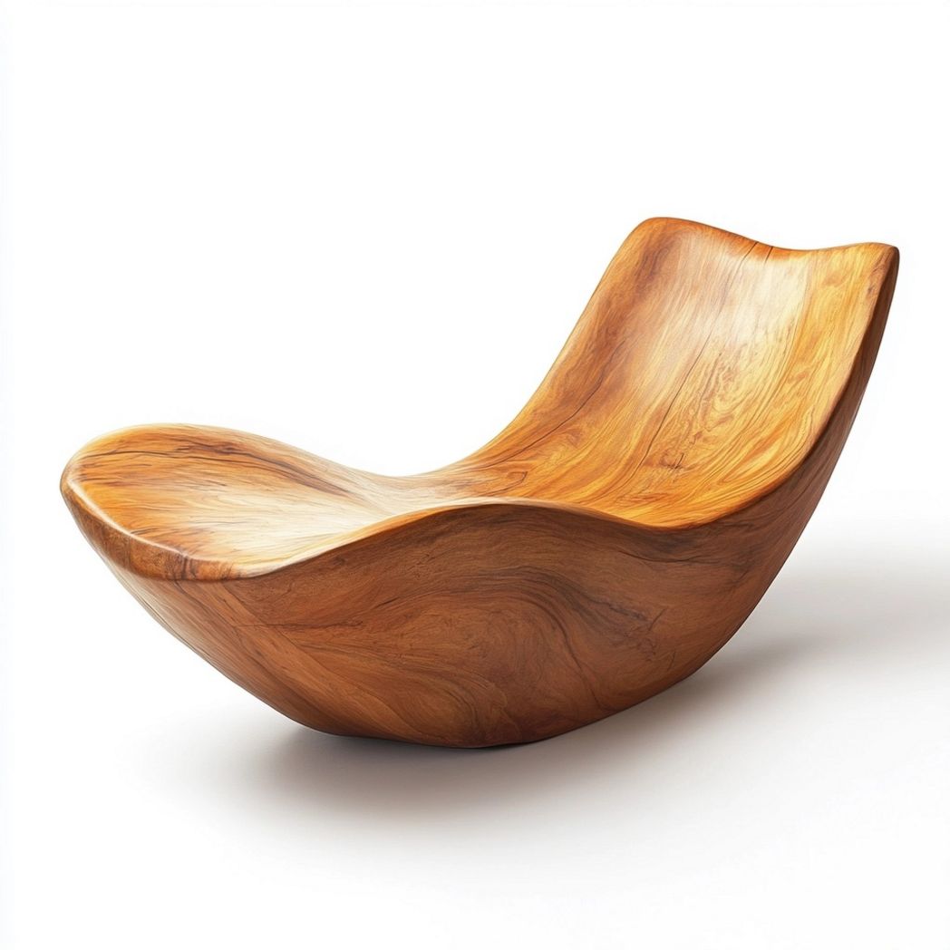 Silla de exterior de estilo moderno y minimalista – Madera maciza tallada en color natural, ideal para jardín, terraza y balcón-Douxtendance