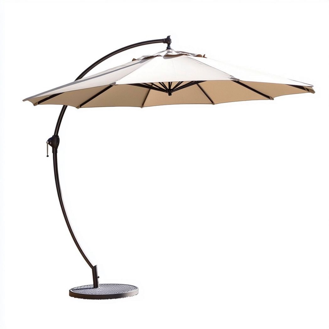 Sombrilla de Jardín con Base de Acero y Tela Resistente Beige para Exterior 3m-Douxtendance