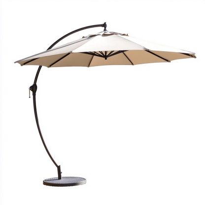 Sombrilla de Jardín con Base de Acero y Tela Resistente Beige para Exterior 3m-Douxtendance