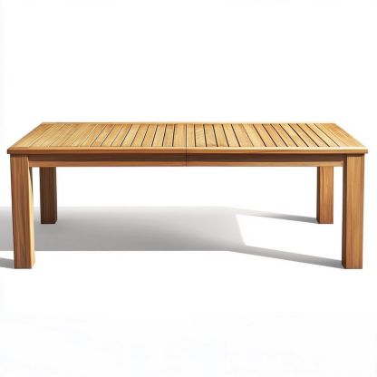 Mesa de comedor extensible de madera maciza para exterior 180×90 cm, color natural, ideal para jardín o terraza-Douxtendance
