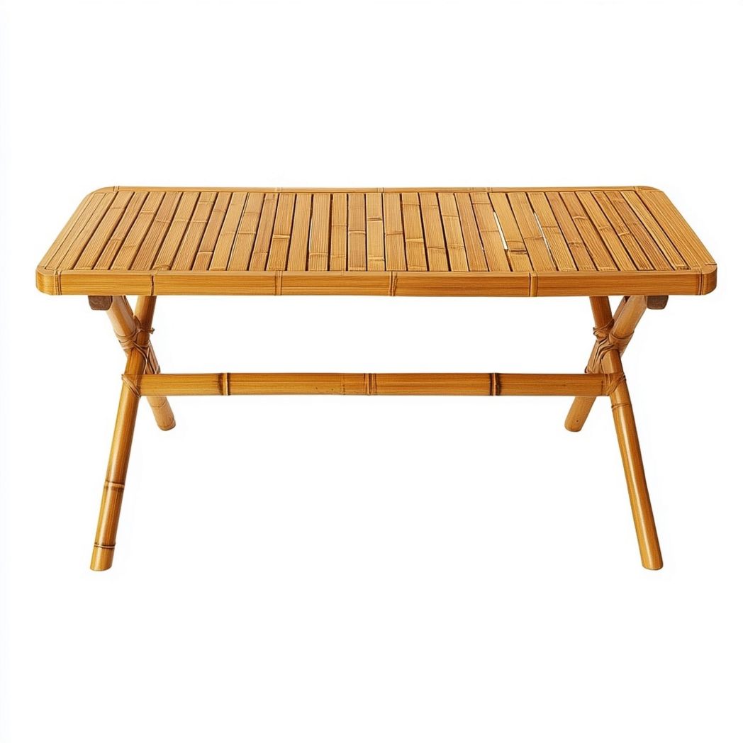 Mesa plegable multifuncional de bambú color natural para interior y exterior, mesa de jardín portátil-Douxtendance