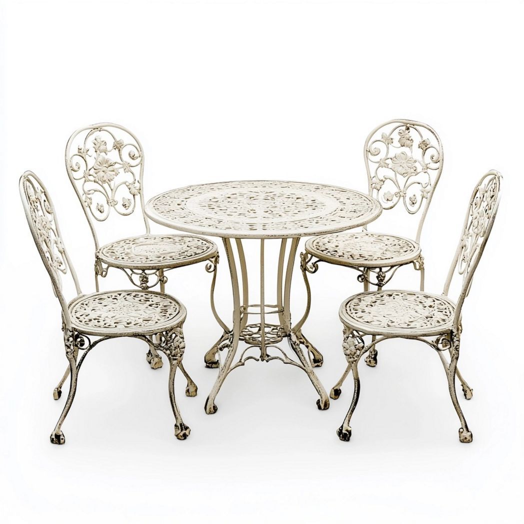 Conjunto de Muebles de Jardín Metálicos Decorativos y Redondos para Exterior | Muebles de Patio Duraderos y de Alta Calidad-Douxtendance