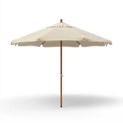 Sombrilla de Jardín Exterior 2.5m – Diseño a Rayas Beige, Tela Resistente con Protección Solar, Mástil de Madera Elegante-Douxtendance