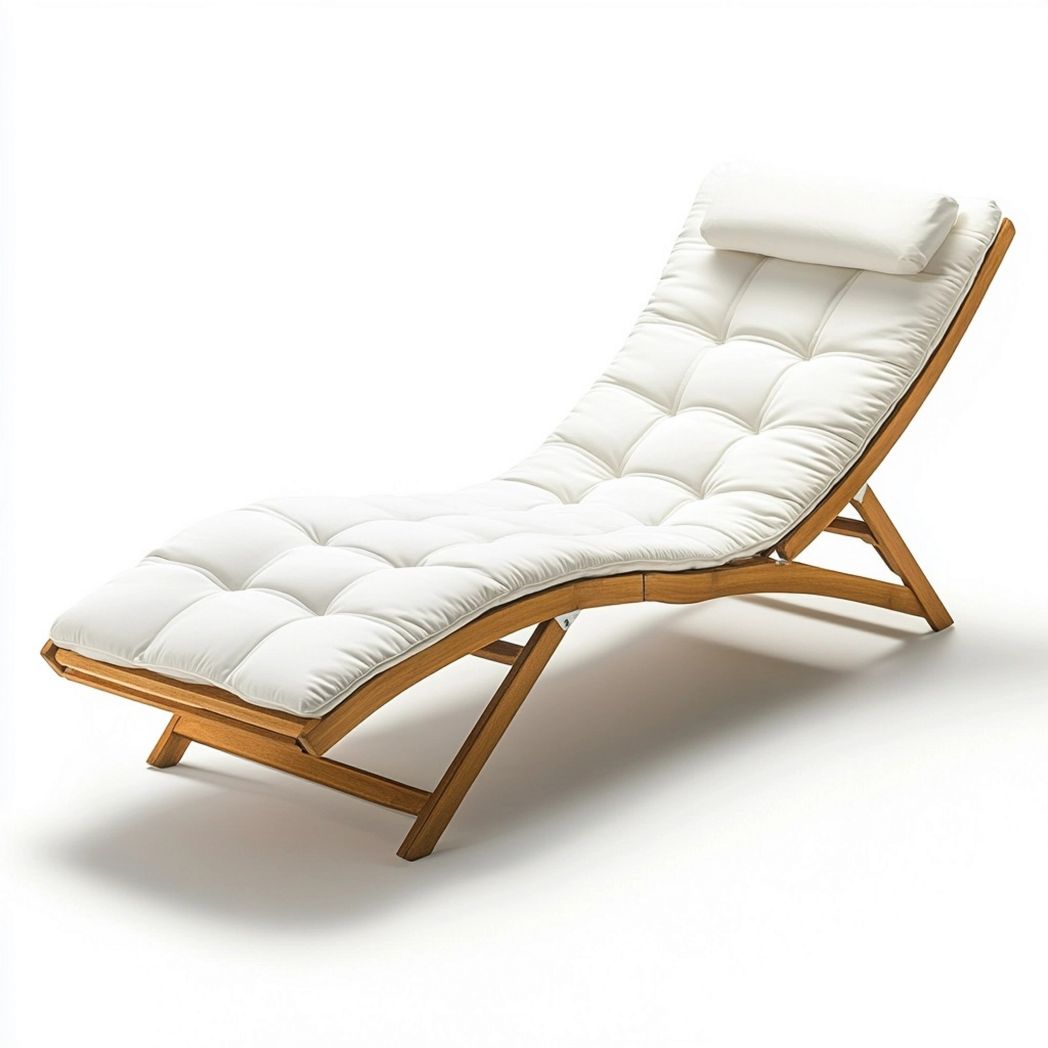 Silla Reclinable de Jardín Elegante Confort Almohadillado de Madera Blanco Descanso Exterior 240cm-Douxtendance