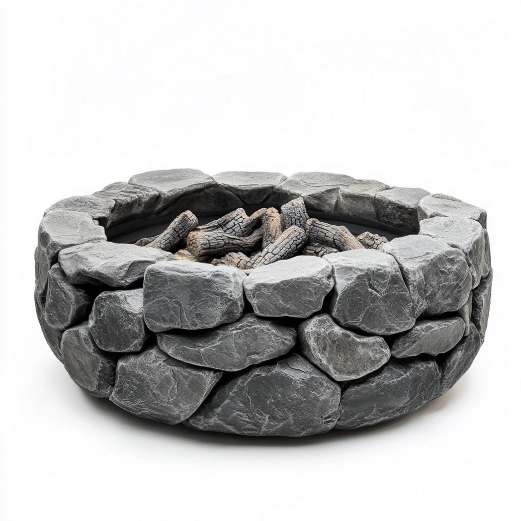 Pozo de Fuego Decorativo de Piedra para Exteriores Gris Diámetro 100cm-Douxtendance