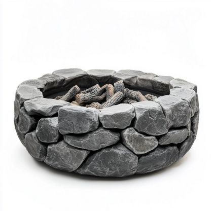 Pozo de Fuego Decorativo de Piedra para Exteriores Gris Diámetro 100cm-Douxtendance