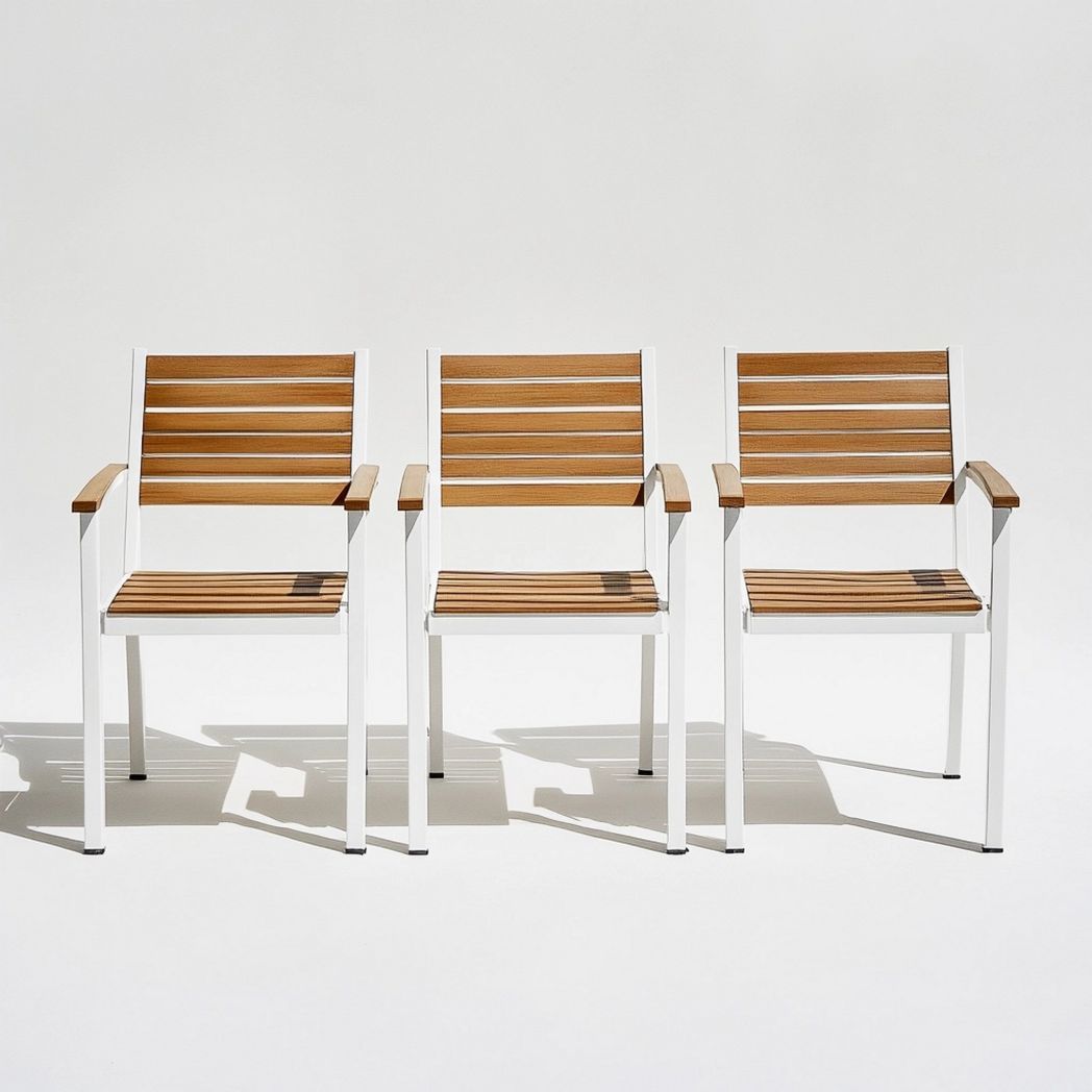 Sillas de Jardín de Aluminio y Madera Modernas para Exterior Blanco/Marrón-Douxtendance