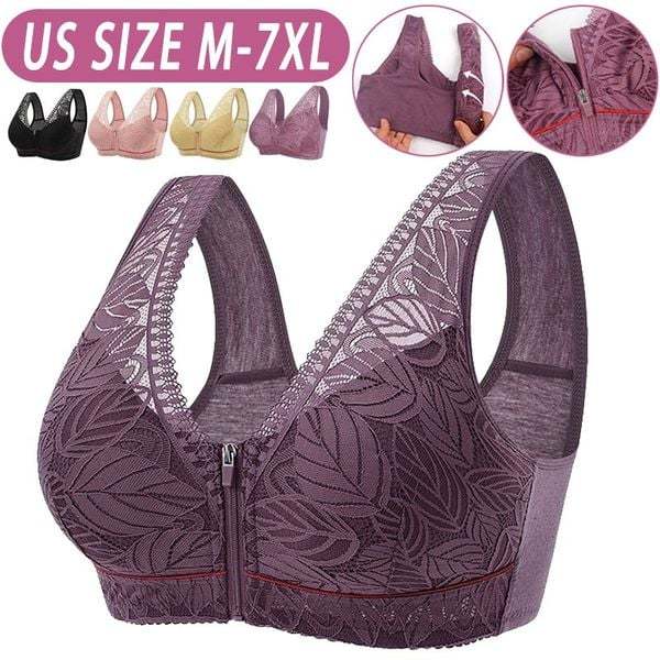 ⏰Nature Cotton Wireless Zipper Front Button Bra