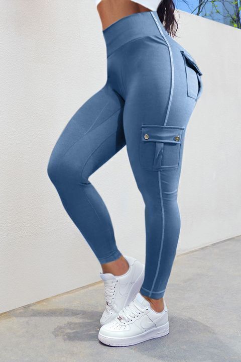💕Solid Flap Pocket High Waist Sports Leggings