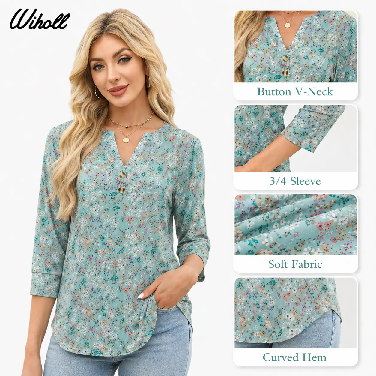 Women's Summer 3/4 Sleeve Tops