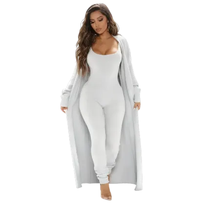 Cozy Knit Jumpsuit & Long Cardigan Set