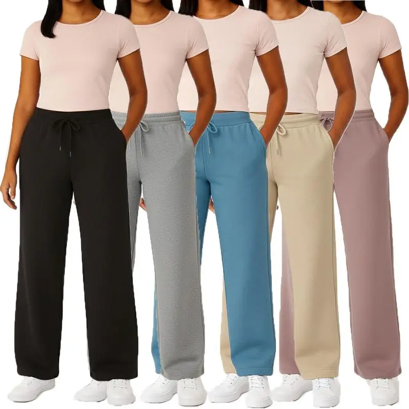 Women's Multi Pack Heavyweight Wide Leg Loose-Fit Fleece Sweatpants