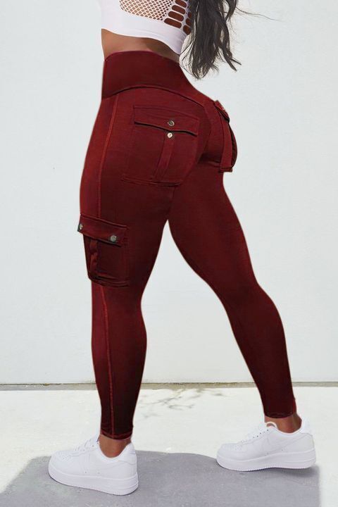 💕Solid Flap Pocket High Waist Sports Leggings