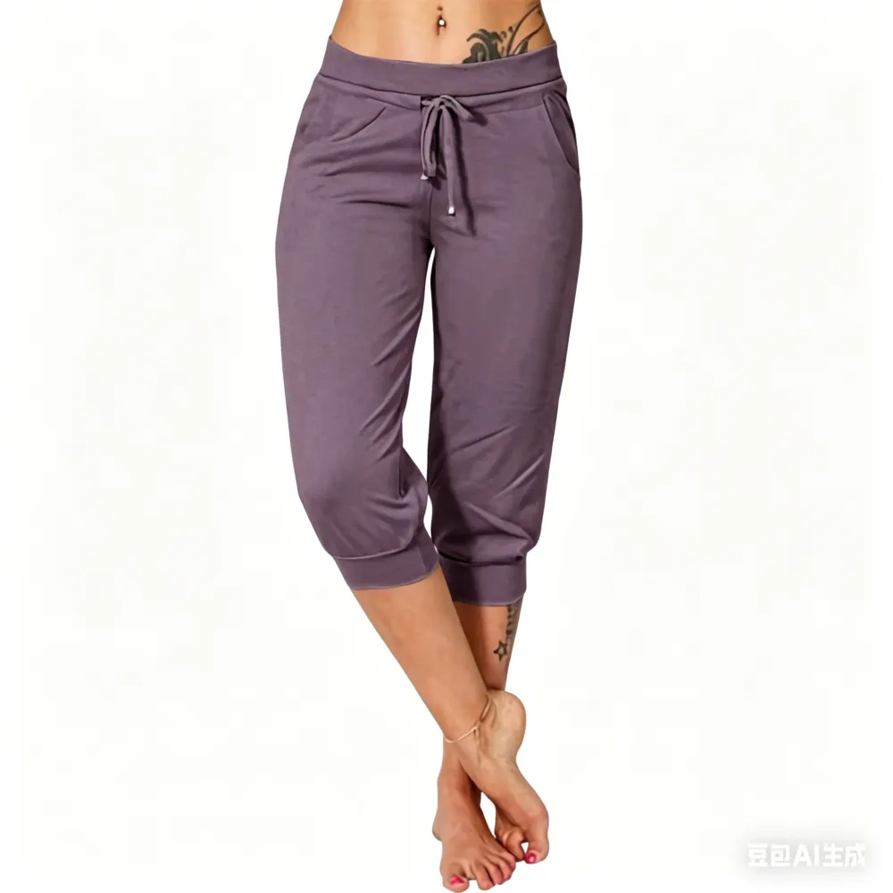 ⚡️Factory wholesale promotion⚡️ Women's Solid-Color Drawstring Waist Cropped Pants