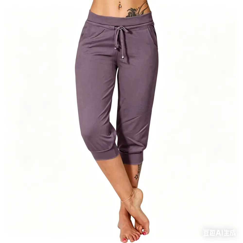 ⚡️Factory wholesale promotion⚡️ Women's Solid-Color Drawstring Waist Cropped Pants