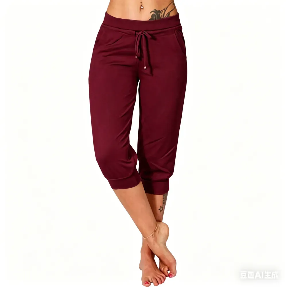 ⚡️Factory wholesale promotion⚡️ Women's Solid-Color Drawstring Waist Cropped Pants