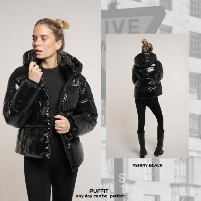 PUFFIT WarmCore Premium Short Puffer Jackets with Removable Hood & Optional Faux Fur Linging, Lady Casual Outerwear Longsleeves Zip Pockets Warm Quilted Coat