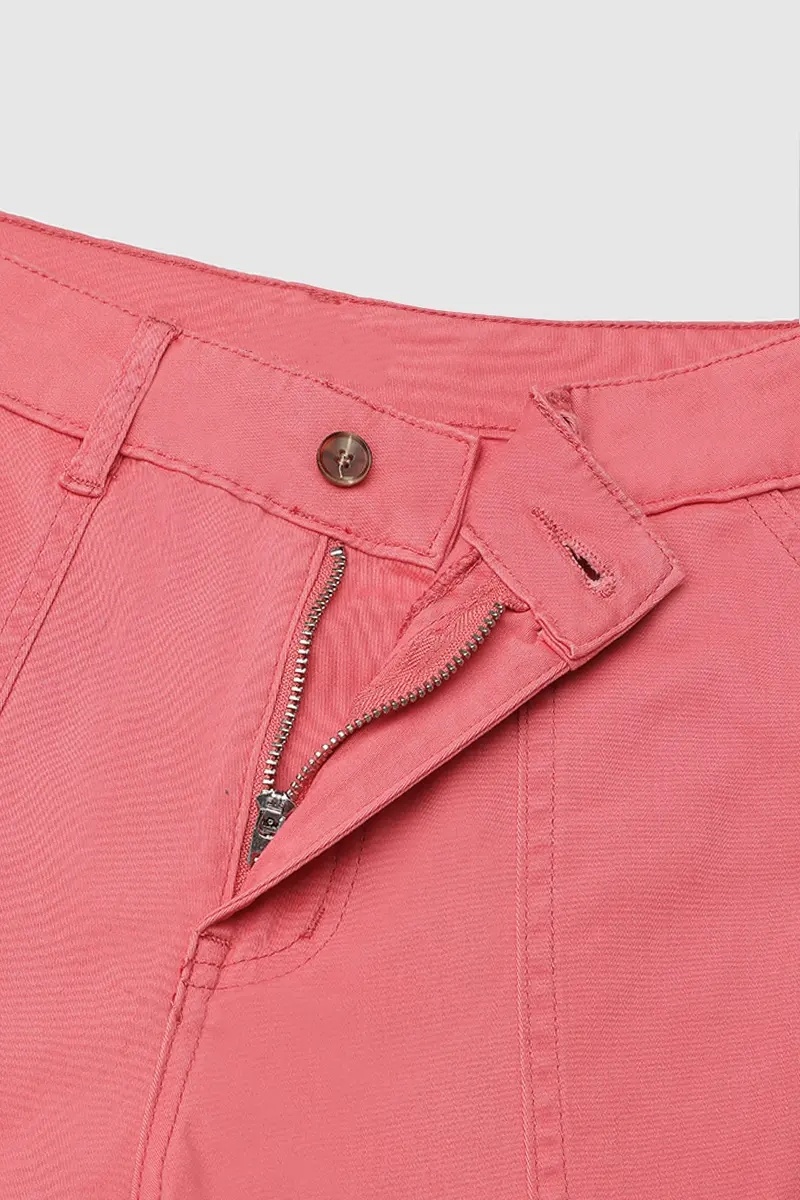 Roll Tab Hem Multi Pocket Capri Mid Waist Cargo Pants