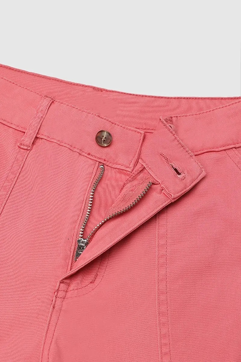 Roll Tab Hem Multi Pocket Capri Mid Waist Cargo Pants