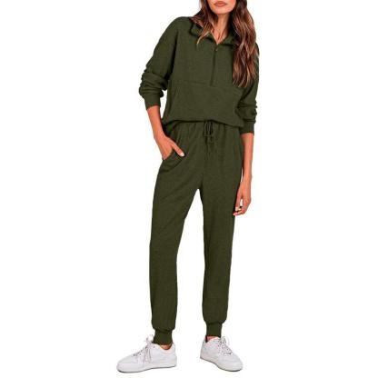 Women's 2-Piece Sweatsuits Set Long Sleeve Half Zip Pullover Sweatshirt